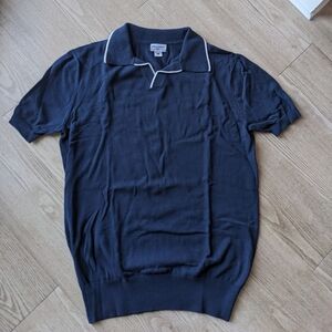Spier and Mackay Navy and White Buttonless Cotton Polo Medium